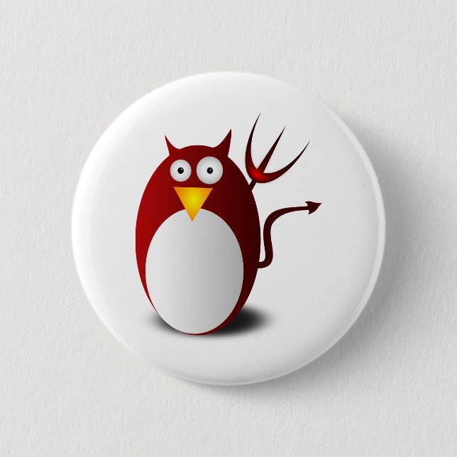 Penguin Linux Tux Ubuntu Devil Trident Lucifer Button (Vorderseite)