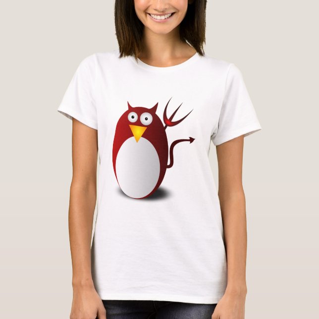 Penguin Linux Tux Ubuntu Devil Trident Lucifer T-Shirt (Vorderseite)