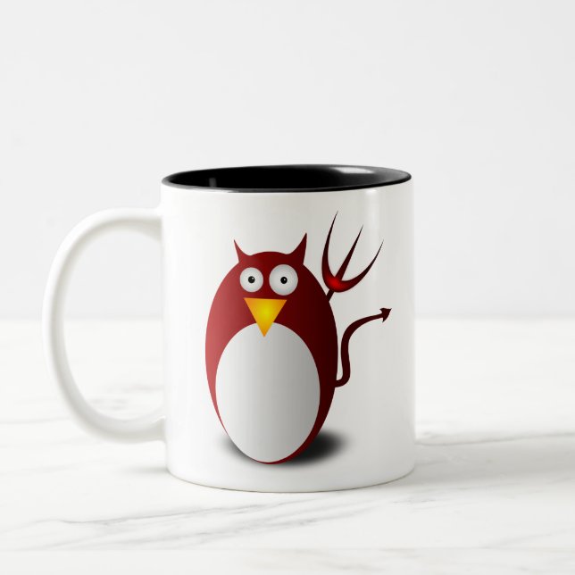 Penguin Linux Tux Ubuntu Devil Trident Lucifer Zweifarbige Tasse (Links)