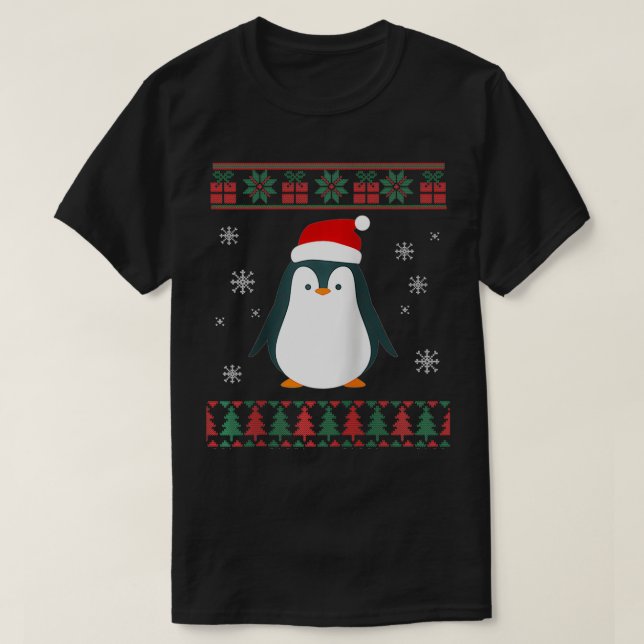Penguin Lover Xmas Ugly Penguin Christmas Sweater T-Shirt (Design vorne)