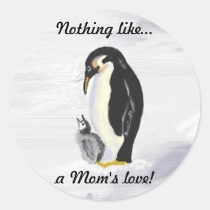 Penguin-Mama-u. Baby-Aufkleber Runder Aufkleber