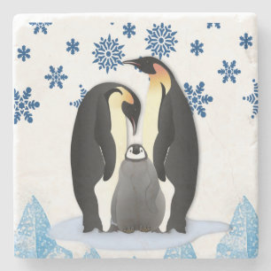 Penguin Marble Stone Untersetzer Weihnachten