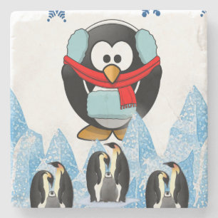 Penguin Marble Stone Untersetzer Weihnachten