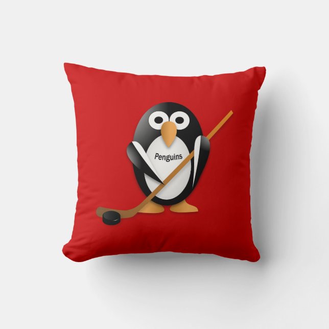 Penguin mit Hockeystick Kissen (Vorderseite)
