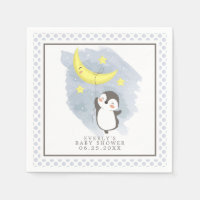 Penguin Moon Watercolor Babydusche Napkins