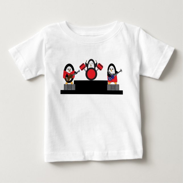 Penguin Music Niedlich Rock Band Baby T-shirt (Vorderseite)
