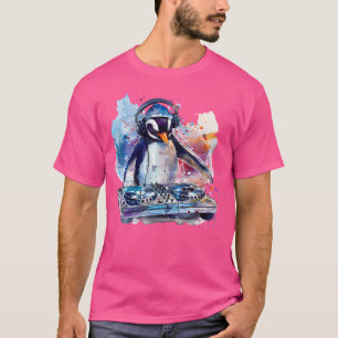 Penguin-Musik-Dj-Plattenspieler Dj-Penguin-Techno- T-Shirt