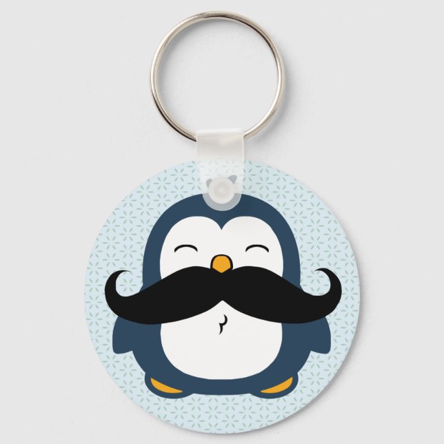 Penguin Mustache Trend Schlüsselanhänger (Vorderseite)