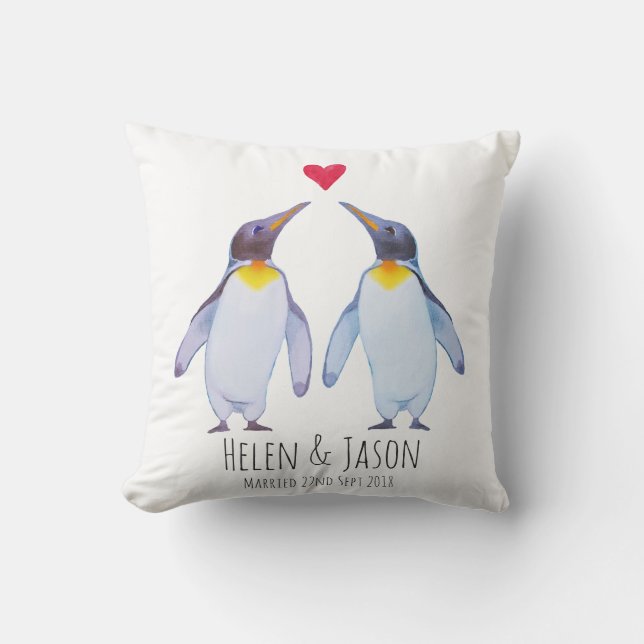 Penguin-Name-Paar-Geschenkthrow-Kissen Kissen (Vorderseite)