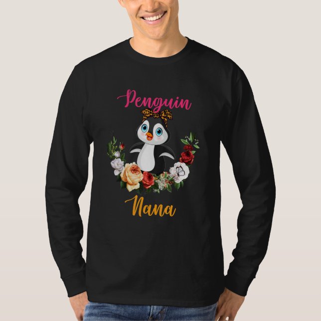 Penguin Nana Floral Penguin Bow Tie Lover Mother's T-Shirt (Vorderseite)