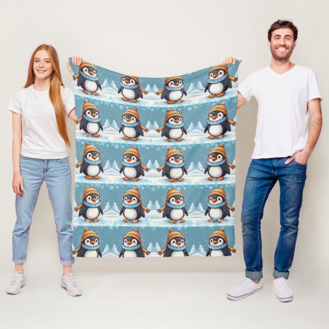 Penguin Niedlich Kawaii Brown Cap Pattern Fleecedecke (Beispiel)