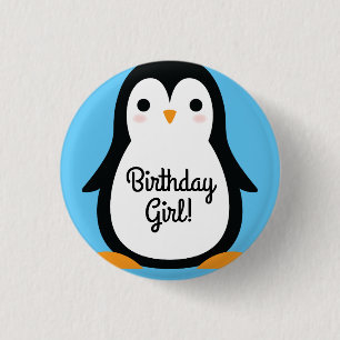 Penguin Niedlichen Winter 1. Geburtstag Button But