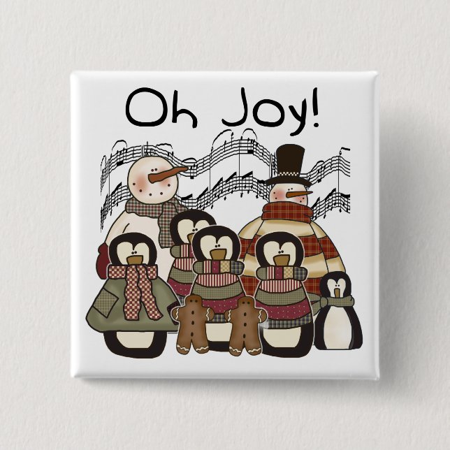 Penguin Oh Joy Weihnachtsgeschenke und Geschenke Button (Vorderseite)