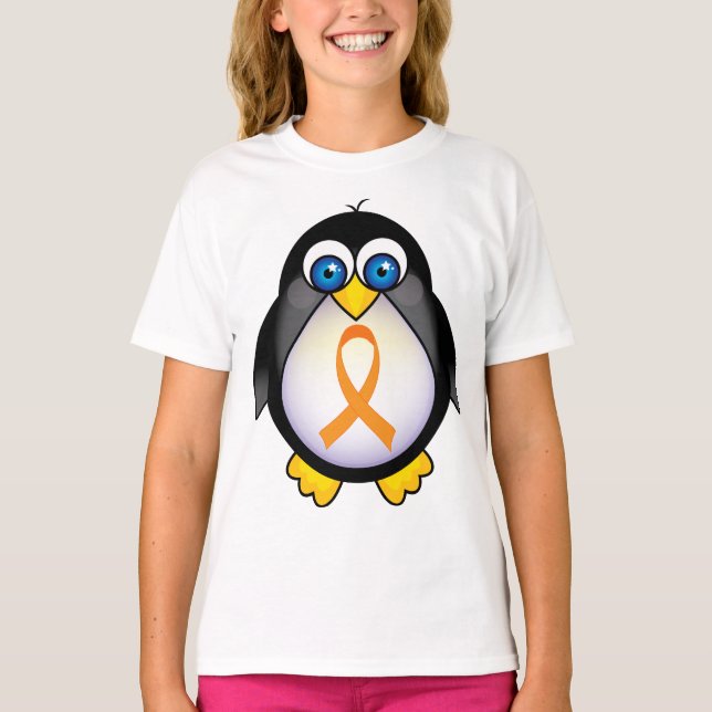 Penguin Orange Band des Bewusstseinsgeschenks T-Shirt (Vorderseite)