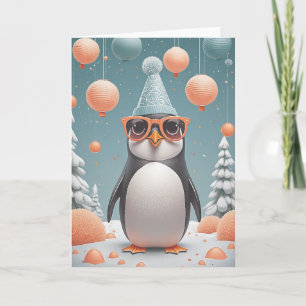 Penguin Party Wishes Karte