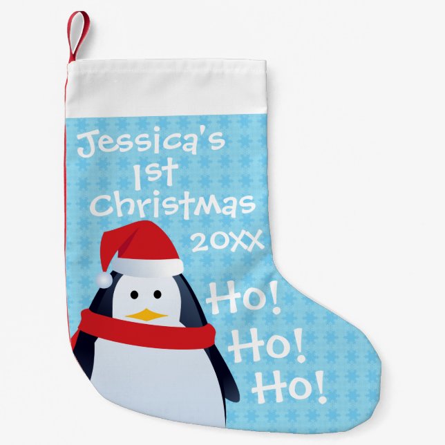 Penguin - Personalised First Christmas Kleiner Weihnachtsstrumpf (Vorderseite)