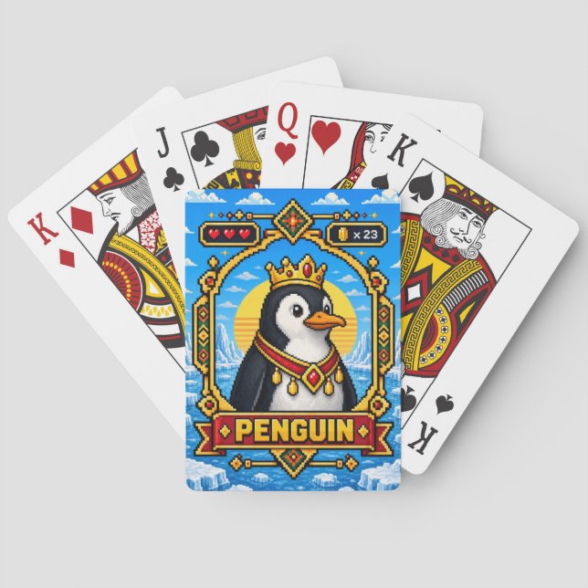 Penguin Retro 8-Bit Pixelkunst Spielkarten (Rückseite)