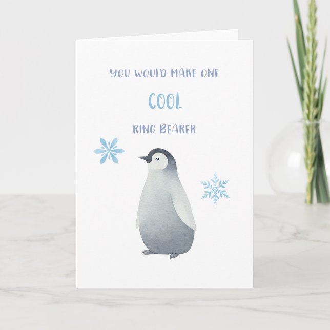 Penguin Ring Bearer Vorschlag Card Karte (Vorderseite)