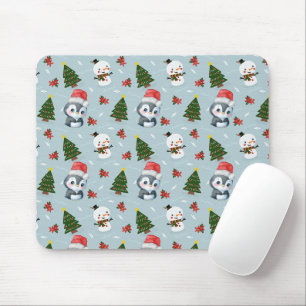 Penguin Santa Happy Frohe Weihnachtsbaumstruktur M Mousepad