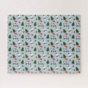 Penguin Santa Happy Frohe Weihnachtsbaumstruktur M Puzzle