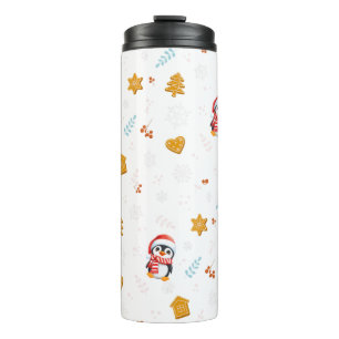 Penguin Santa Happy Frohe Weihnachtsbaumstruktur M Thermosbecher