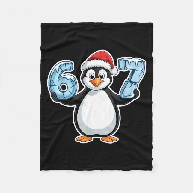 Penguin Santa Hat 67 Icy Numbers Christmas Birthda Fleecedecke (Vorderseite)