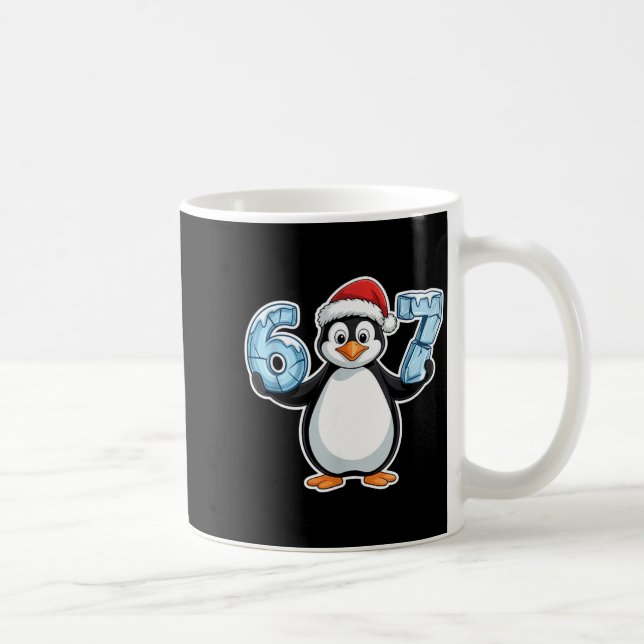 Penguin Santa Hat 67 Icy Numbers Christmas Birthda Kaffeetasse (Rechts)
