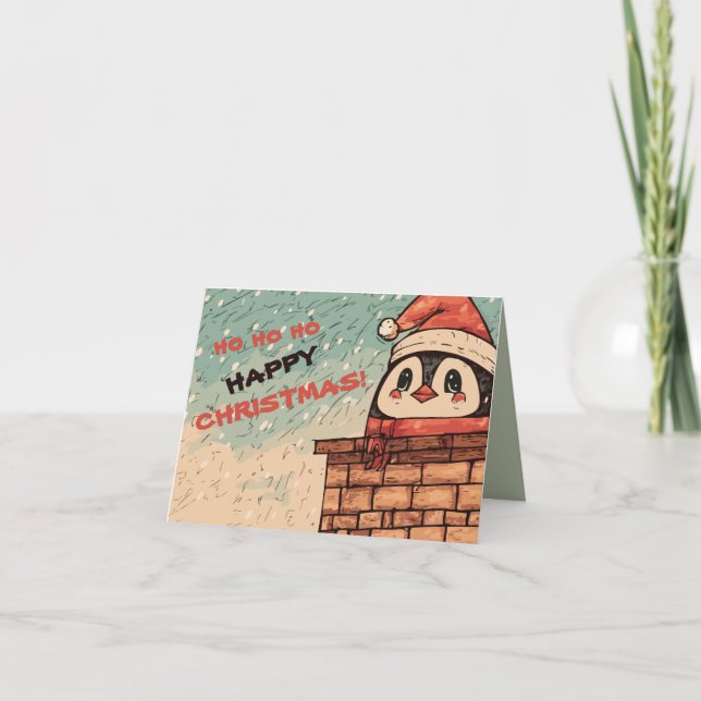 Penguin Santa Karte (Vorderseite)