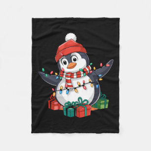 Penguin Santa Lights Weihnachten - Pinguin Lover Fleecedecke