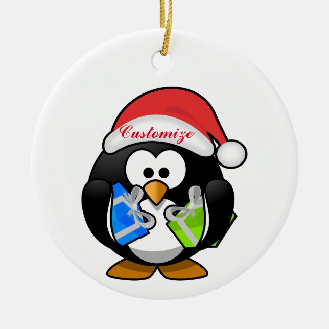 Penguin Santa Thunder_Cove Keramik Ornament (Vorne)