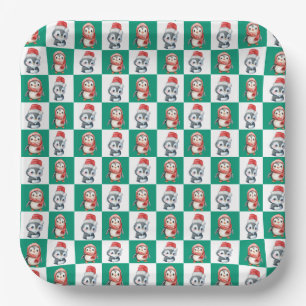 Penguin Santa Wassercolor Frohe Weihnachtsmuster Pappteller