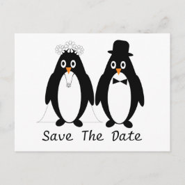 Penguin Save the Date Wedding Announcement Ankündigungspostkarte