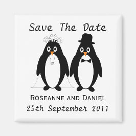 Penguin Save the Date Wedding Announcement Magnet