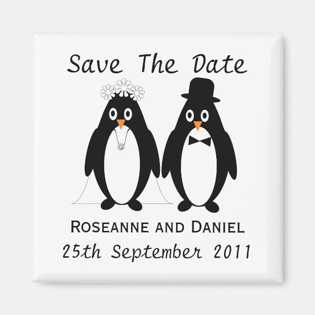 Penguin Save the Date Wedding Announcement Magnet (Vorne)