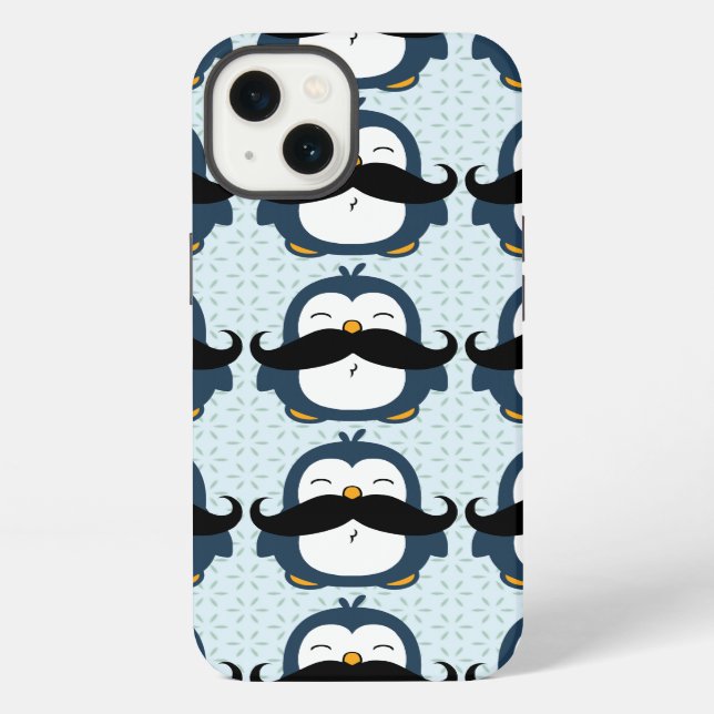 Penguin-Schnurrbart-Trend-Muster iPhone Hülle (Rückseite)