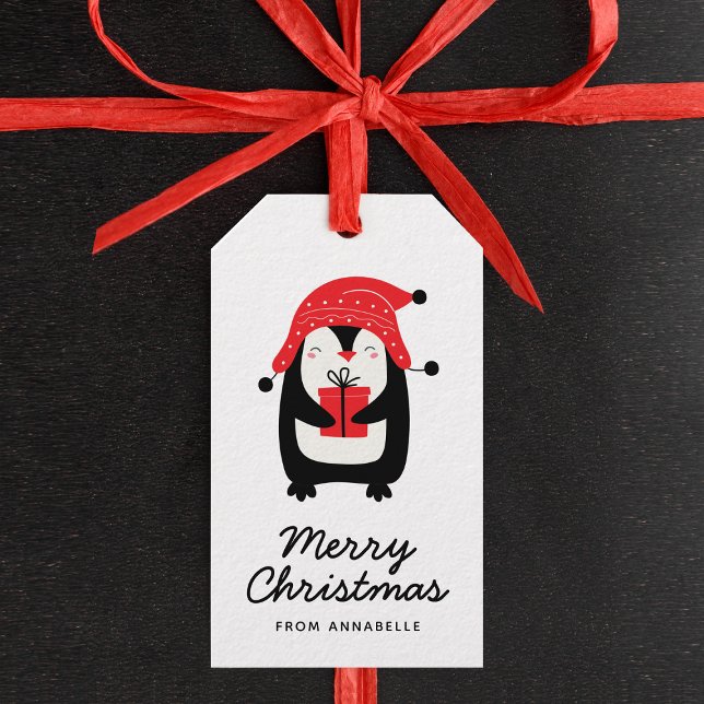 Penguin Script Frohe Weihnachtsgeschenke Tag Geschenkanhänger (Von Creator hochgeladen)