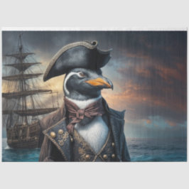 Penguin Ship Captain Decoupage | Nautic Whimsy Seidenpapier