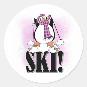 Penguin Ski Runder Aufkleber