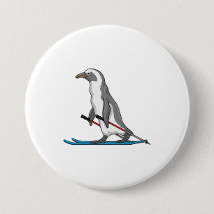 Penguin Skier Ski Button