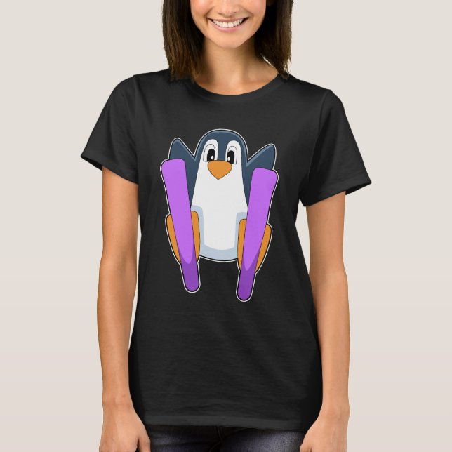 Penguin Skier Ski T-Shirt (Vorderseite)