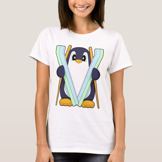 Penguin Skier Ski Winter sports T-Shirt (Vorderseite)