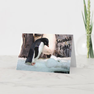 Penguin Snowball Fight Weihnachtskarte Karte