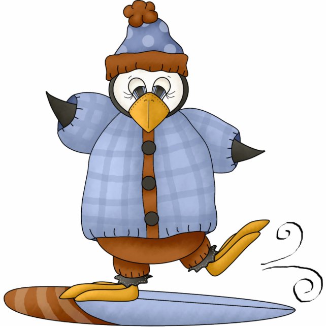 Penguin Snowboarder Ornament Fotoskulptur Ornament (Vorne)