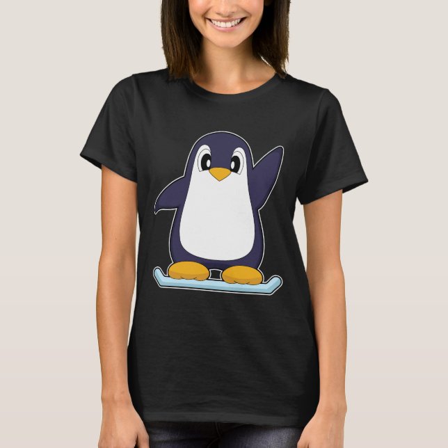 Penguin Snowboarder Snowboard Winter sports T-Shirt (Vorderseite)