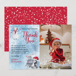 Penguin Snowman ONEderland 1. Geburtstag Vielen Da Dankeskarte