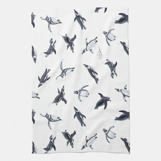 Penguin Squadron | Ocean Art Design Geschirrtuch (Vertikal)