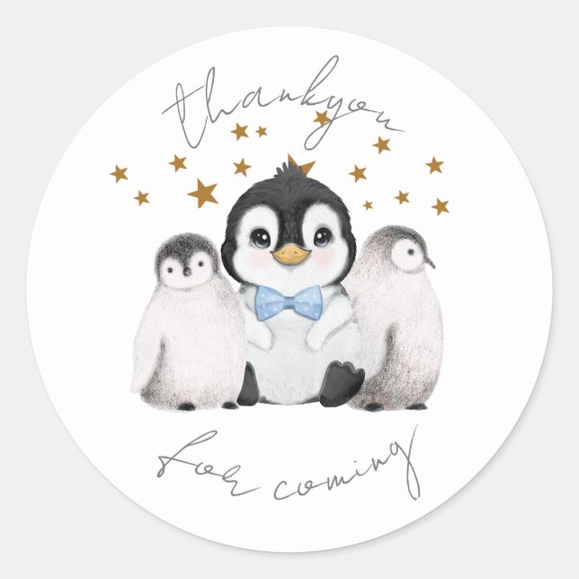 Penguin Star Party Thankyou Sticker (Vorderseite)