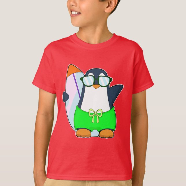 Penguin Summer Surfboard T-Shirt (Vorderseite)