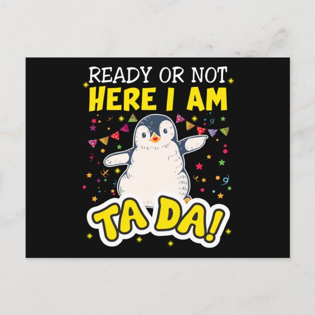 Penguin Ta Da Postkarte (Vorderseite)