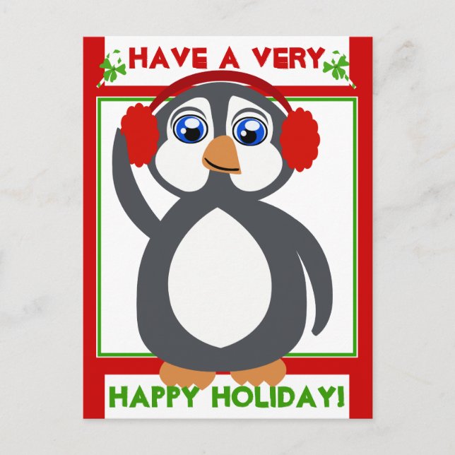 Penguin Toon Holiday! Postkarte (Vorderseite)